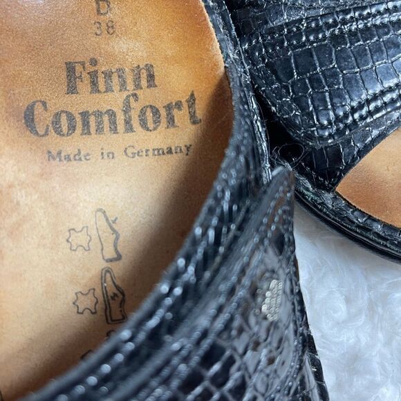 Finn Comfort Germa Black Jamaika Jamaica Croc prints wedge Sandals  EURSize 38 - Picture 8 of 8